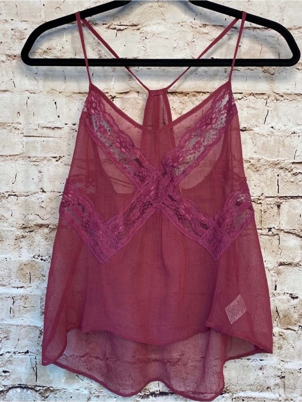 KIMCHI BLUE TANK SHEER LACE KEYHOLE BACK STRAP